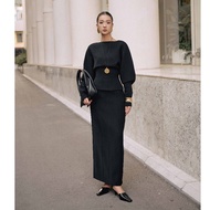 Lencis | Batwing long sleeve shirt + figure-flattering skirt Set | Going to work, partying, meeting 