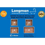 LONGMAN CODECOR SUS304 Stainless Steel Handmade Kitchen Sink Nano Rose Gold Series -Thicker, Deeper,