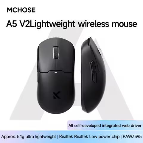 Mchose A5 V2 Ultra Wireless Mouse Paw3395 Lightweight 2.4G Wireless Three Mode For Game Ergonomics C