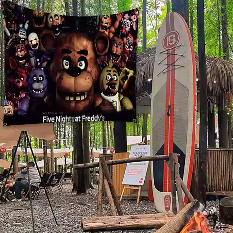 Fnaf Five-nights-At-Freddys Cartoon Flag Art Science Fiction Room Home Decor Wall Hanging Home Decor