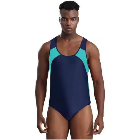 One Piece Men Sleeveless Swimsuit Jumping Bodysuit Wrestling Singlet Leotard Shapewear Jockstrap Gym