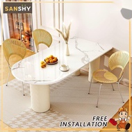 SANSHY Marble Dining Table Solid Wood Table Dining Table and Chair Combination Dining Room Furniture