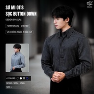 (Shoulder Form) SILAS Otis Striped Shirt Button Down Collar Cotton Concealed Buttons Men's Embroider