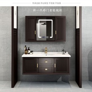 "Toilet Storage Cabinet With Mirror Bathroom Sink Toilet Cabinet Waterproof With Mirror New Chinese Style Feng Shui Mirror Combination Oak Wall Cupboard Light Luxury Solid Wood Bump Proof 22 dian