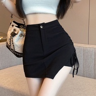Korean High Waist Skirt Shorts for Women Black Skirt With Slit Woman Mini Skirt Skort Palda