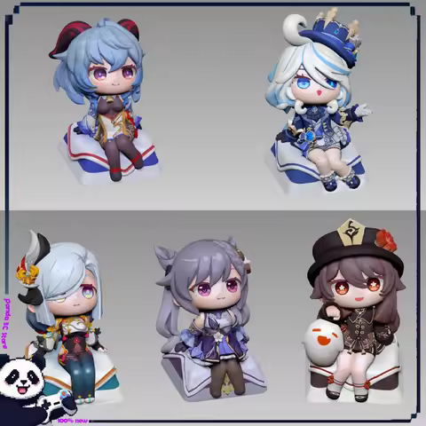 Genshin Impact Keycap Keqing Ganyu Shenhe Hu Tao Furina De Fontaine Qiqi Custom Mechanical Keyboard 