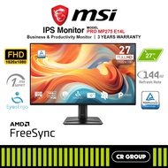 MSI PRO MP275 E14L - 27-inch FHD 144Hz IPS Business & Productivity Monitor (3Yrs MSI Monitor)