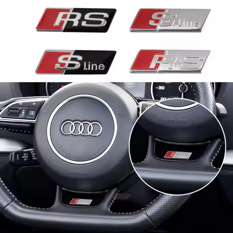 2/5/10PCS For SLINE RS S3 A4 A3 A5 A6 A7 A8 Q3 Q5 Q7 Auto Accessories 3D Aluminum Car Steering Wheel
