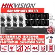 HIKVISION CCTV Set 16CH 5MP Full HD HDD iDS-7216HQHI-M2/XT/DS-2CE16H0T-ITF/DS-2CE76H0T-ITPF