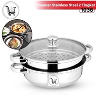 Multifunctional 2-level Stainless Steamer Pot/2 in 1 Siomay Steamer Pot Set/2-Tier Multipurpose Stea