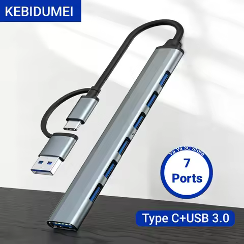 KEBIDUMEI USB C Hub 7in2 7in1 Multi USB Hub Splitter 7 Port USB3.0/2.0 High Speed Docking Station fo