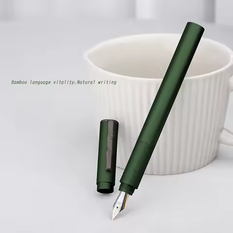 Hongdian H3 Metal Dark Green Fountain Aluminum Alloy Beautiful Bamboo Clip Iridium EF/F/Bent Nib Wri