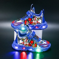 Kids boy Spiderman led Luminous Boy Shoe kasut budak lelaki murah children fashion sneaker Light-Up 
