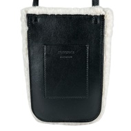 成色極佳 ▲ JIL SANDER Jil Sander 羊毛皮手機包 單肩包 黑白配色 義大利製造 女士