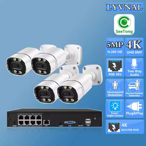 4ch B910T So-ny415 4K 8MP Bullet Security IP Camera POE Two Way Audio IR/Color Night Vision 8CH POE 