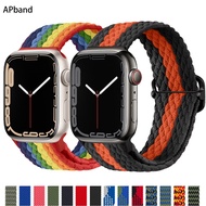 [HOT JUXXKWIHGWH 514] Braided Solo Loop สำหรับ Apple Watch Band 44มม. 40มม. 45มม./41มม. 38มม. 42มม. ไนลอนปรับสร้อยข้อมือ IWatch 3 4 5 Se 6 7สาย