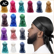 AC  Silky Durag Long Tail Head Wrap Turban Hat for Men Women Breathable Headwrap Hat for Dreadlocks 
