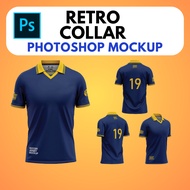 🔥INSTANT🔥 Retro Collar Jersey Shirt Mockup Photoshop Template (Editable PSD File) | Mockup Baju Retro Collar Photoshop