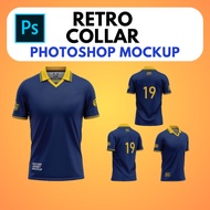 🔥INSTANT🔥 Retro Collar Jersey Shirt Mockup Photoshop Template (Editable PSD File) | Mockup Baju Retr