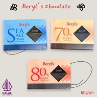 (3 flavors) Dark Chocolate Beryl's Malaysia 60g new model pure bitter Dark Chocolate paper box