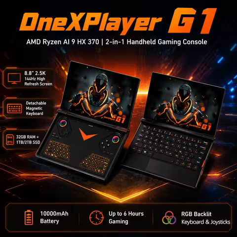 2025 New OneXPlayer G1 8.8 Inch AMD Ryzen AI 9 HX 370 2-in-1 Handheld Gaming Console Portable UMPC L