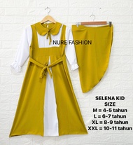 SELENA KIDS SETELAN GAMIS HIJAB ANAK PEREMPUAN 4-11 TAHUN BAHAN CRINKLE BAJU GAMIS ANAK VIRAL