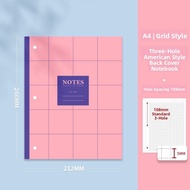 Tearable American 3-Hole A4 Line Notebook 70G Paper Grid Student Office Memo Notebook Back Cover Boo