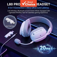 Attack Shark L80PRO Multi‑Mode Gaming Headphones 2.4G BT5.3 3.5mm Wired 20ms Low Latency 40mm Hi‑Fi 