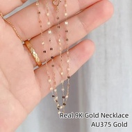 Real 9K Gold Tile Chain Necklace Pure AU375 Lip Chain Design Simple Fashion Fine Jewelry Gift  for W