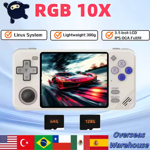 POWKIDDY RGB10X Retro Handheld Game Machine 3.5 Inch LCD IPS OCA HD Screen Linux System 2800 mAh Bat