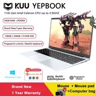 KUU YEPBOOK 15.6 Inch Laptop Intel Celeron N5095 16GB RAM 512G SSD Windows 11 Pro with Backlit Keyboard Fingerprint Unlock