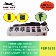 Panther PSP 0818 Extension Cord w/ Voltage Surge Protector 6 Outlets w/ Individual Switch 1.75 meter