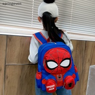 [springeven] Spiderman Backpacks Super Heroes Student School Bag Cartoon 3d Stereo Kindergarten Backpack Children's Travel Bag Gift New Stock