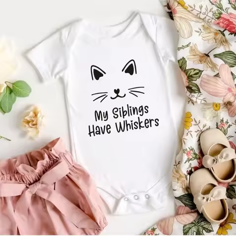 My Siblings Have Whiskers Bodysuit Cat Baby Romper Baby Shower Gift Newborn Funny Cotton Clothes Pre