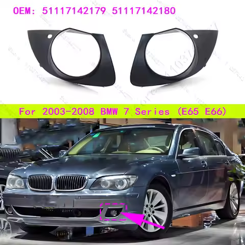For 2006-2008 BMW 750i 750Li 760i 760Li, Alpina B7 (E65 E66) Front Bumper Fog Light Grill Grille Cov