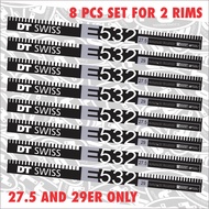 MTB Rim decals replacement set for DT Swiss E532 Sleeved 30mm Enduro Rim - 8 pcs set for 2 rims