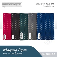 (5 sheets) Premium STAR Foil Wrapping Paper Gift Wrapping Paper