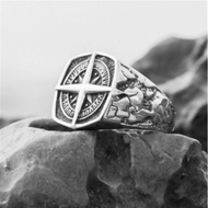 cicin lelaki cicin cincin lelaki Men Retro Nordic Pirate Sailing Cross Ring Alloy Compass Ring Facto