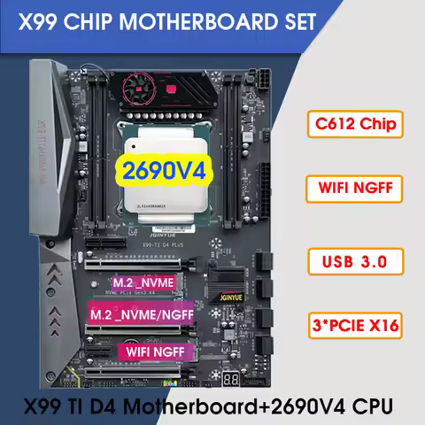 X99 TI D4 c612 Motherboard Set lga2011-3 kit with Xeon e5 2690 v4 CPU Pc gamer combo USB 3.0 Support