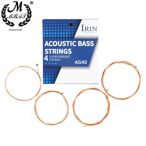 M MBAT Acoustic Bass Strings 4 Strings Steel Hexagonal Core Coated Copper Alloy Wound Silver Ball-En