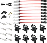 Set of 8 UF262 Round Ignition Coils D585 & 41-962 Iridium Spark Plugs & 748UU Wires Set for Cadillac