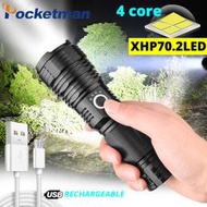 小Y 超亮XHP70.2 LED戰術手電筒XHP70 XHP50 5種模式可變焦露營防水狩獵燈使用18650 26650