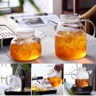 1000ml/1600ml Glass Kettle Water Jug Heat Resistant Teapots with Transparent Lid Home Office G8J5