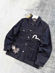 Evisu2023春夏新款男士雄鷹及武士重工刺繡牛仔夾克