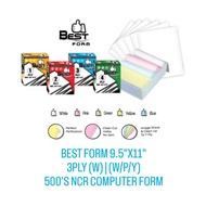 (1BOX) BEST FORM 9.5"X11" 3PLY [W] | [W/P/Y] 500'S NCR Computer Form | 电脑纸 X 1BOX