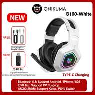 Onikuma B100 ชุดหูฟังสําหรับเล่นเกมหูฟังสามโหมด Bluetooth 5.3/2.4G/AUX 3.5 มม.