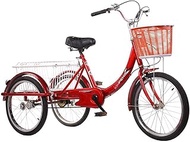 3 wheel bikes Three Wheel Bike Adult Tricycle with Cargo Basket Carbon Steel Frame 3 Wheel Trike Bike Double Brake System for Shopping Exercise Recreation - Red Cycling Pedalling