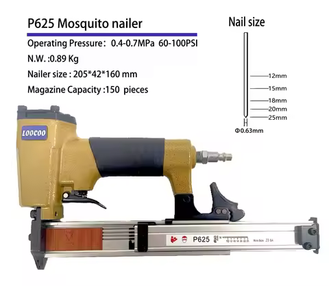 P625 23Ga Pneumatic Air Pin Nailer, Small Micro Pin Nail Gun for Furniture, Wood Board & Baseboard I