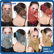 XUESHANN Face Veil with Beaded Dance Party Costume Accessory Costumes Mesh Face Veil