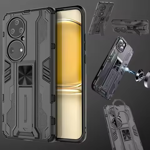 For Huawei P50 Pro Case Luxury Shockproof Bumper Armor Phone Case For Huawei P 50 P50Pro Car Magneti